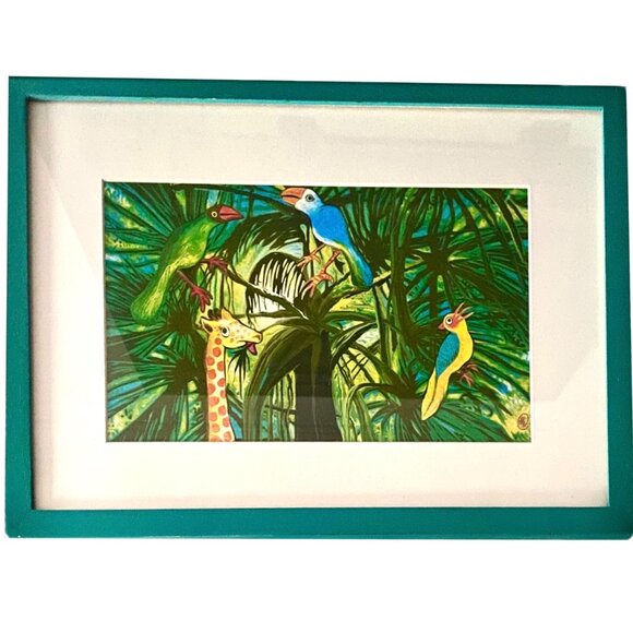 So African Art Framed Art Print of Traditional African Folklore Animal Tales NWT - Picture 1 of 5